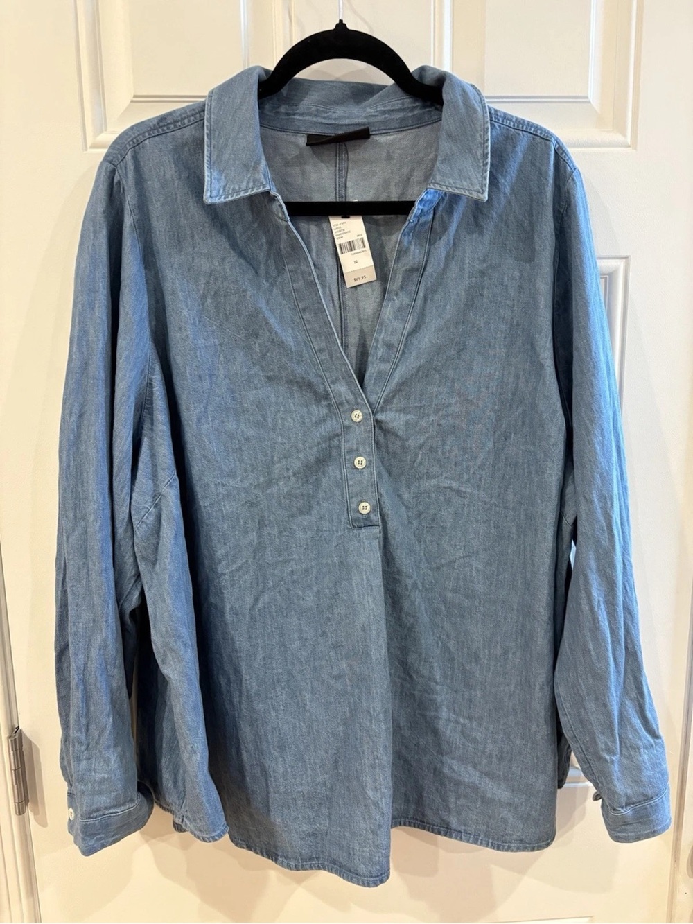 Lane Bryant Light Blue Denim-Style Button Down Tunic